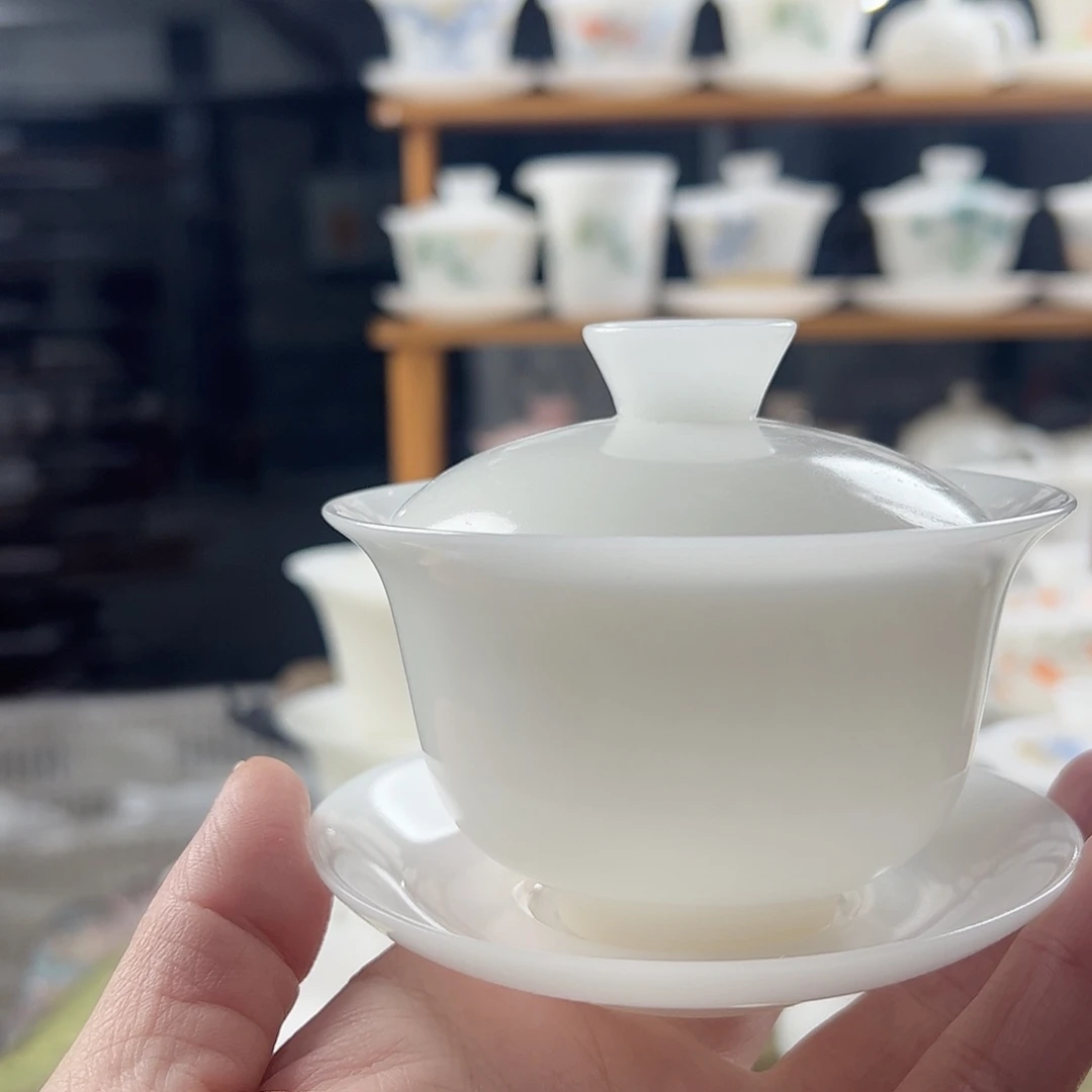 （新品尝鲜）素烧璞玉油润型元宝盖碗满容170ml