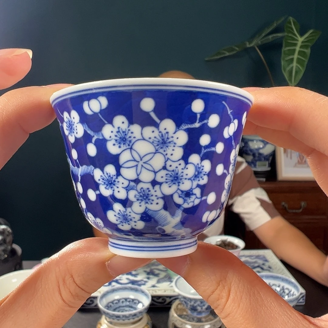 手工手绘柴窑微瑕冰梅杯