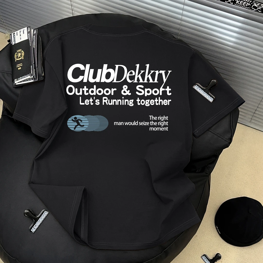 Dekkry夏季纯棉短袖t恤男女潮牌美式复古流行宽松休闲圆领上衣