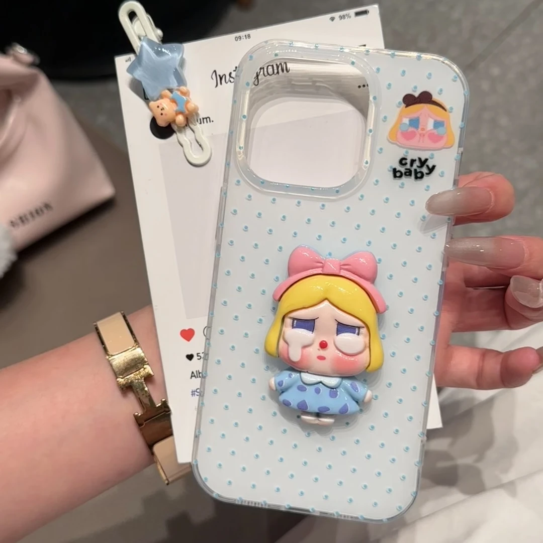 雅天立韩风波点立体哭娃适用适用苹果16手机壳华为vivo小米15oppo