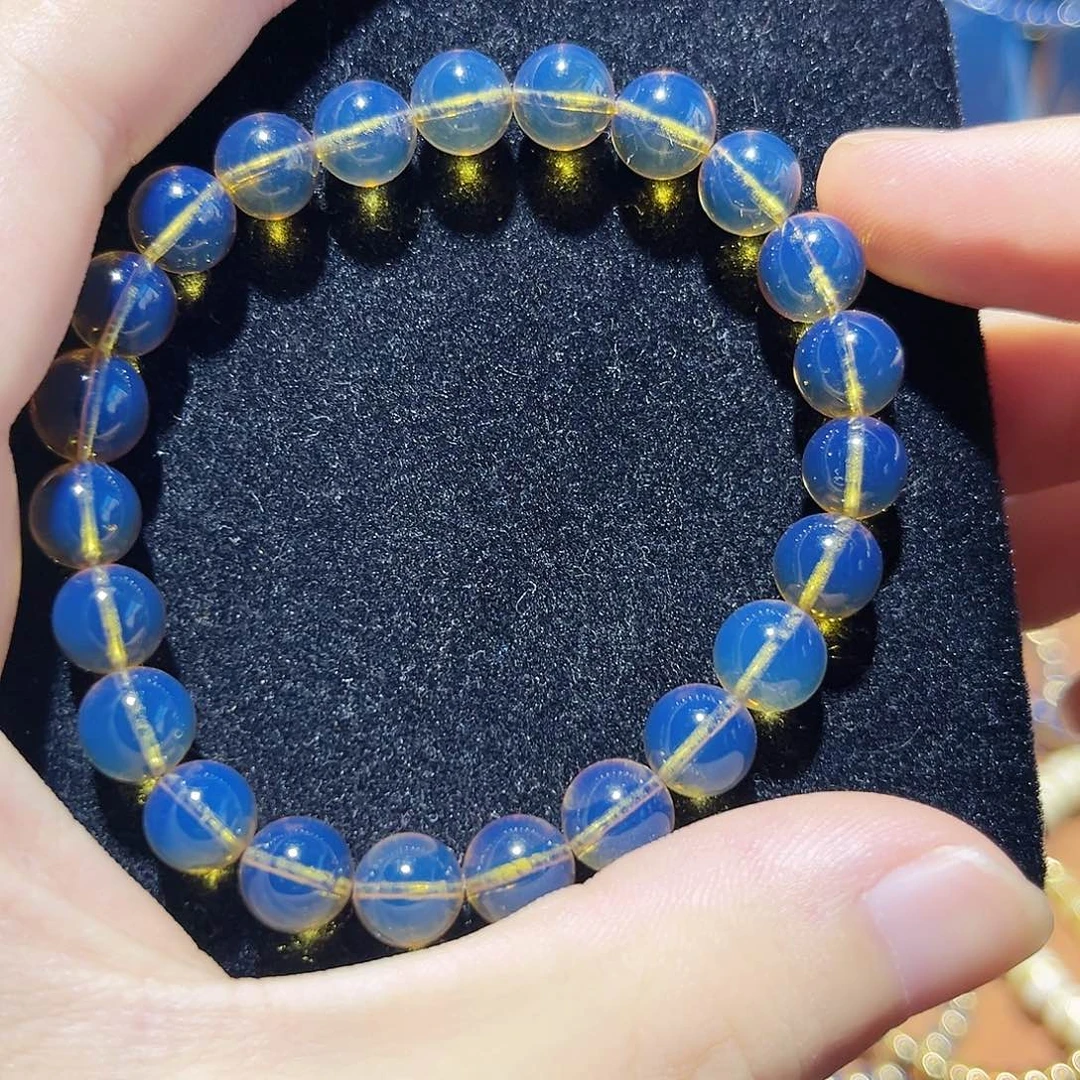 蓝珀未镶嵌珠宝奇石8mm墨西哥蓝珀手串