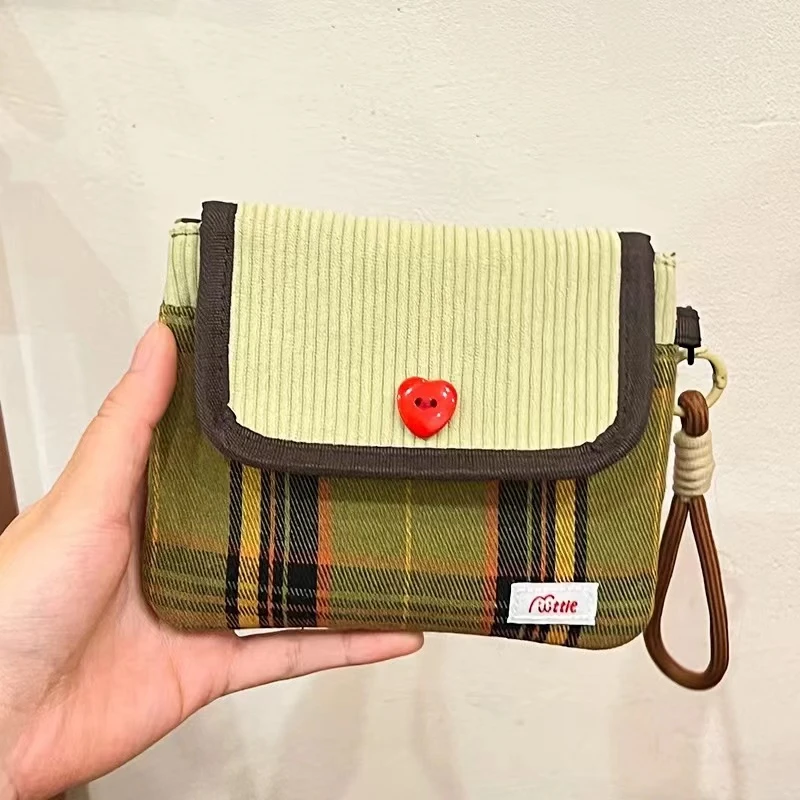 Z133 撞色大容量卫生棉包高颜值绿色格子