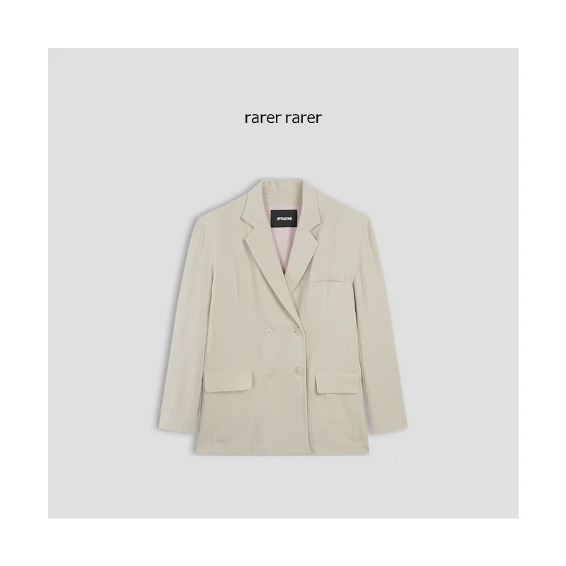 【rarerrarer】2403044西装米拼粉麻西装气质时尚休闲百搭西服