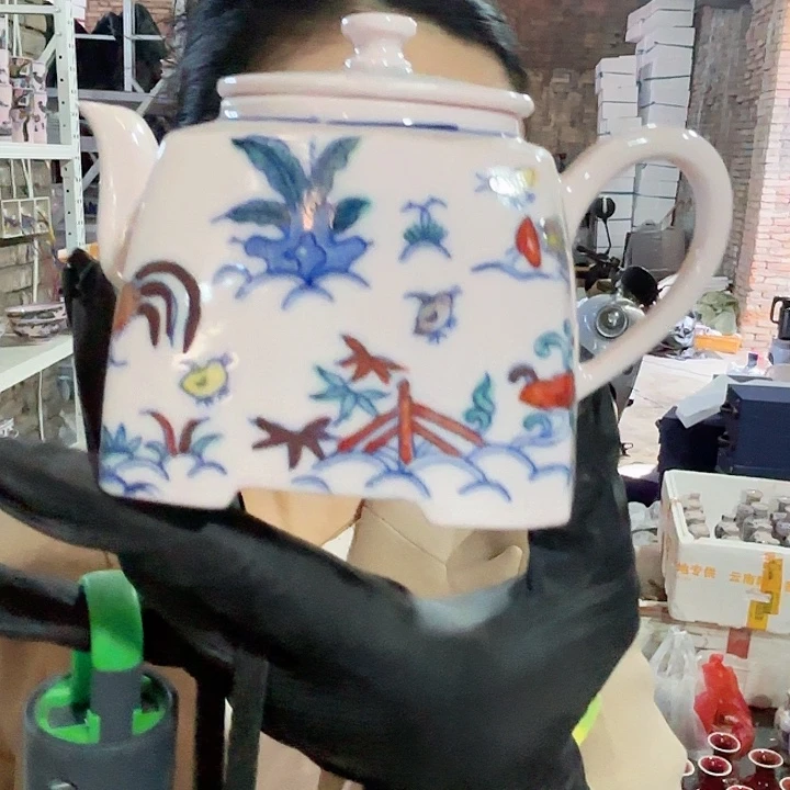 陶其他景德镇高温陶瓷斗彩四方小鸡图红希希