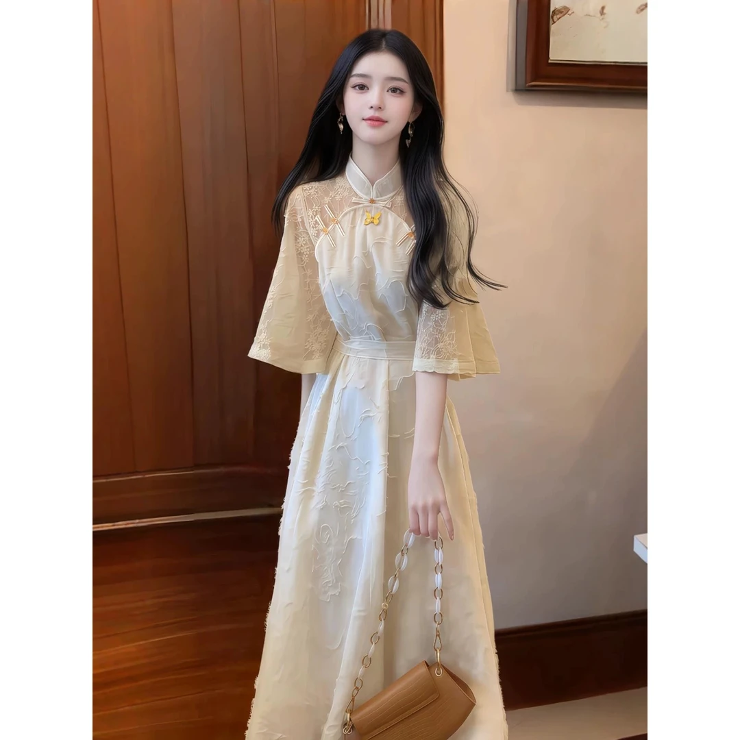 【051-100】气质碎花连衣裙女夏季2025新款超好看度假风显瘦长裙