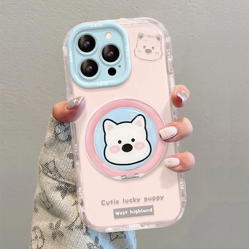 西高地小狗适用于苹果15透明iPhone16promax果冻奶油肤感手机壳