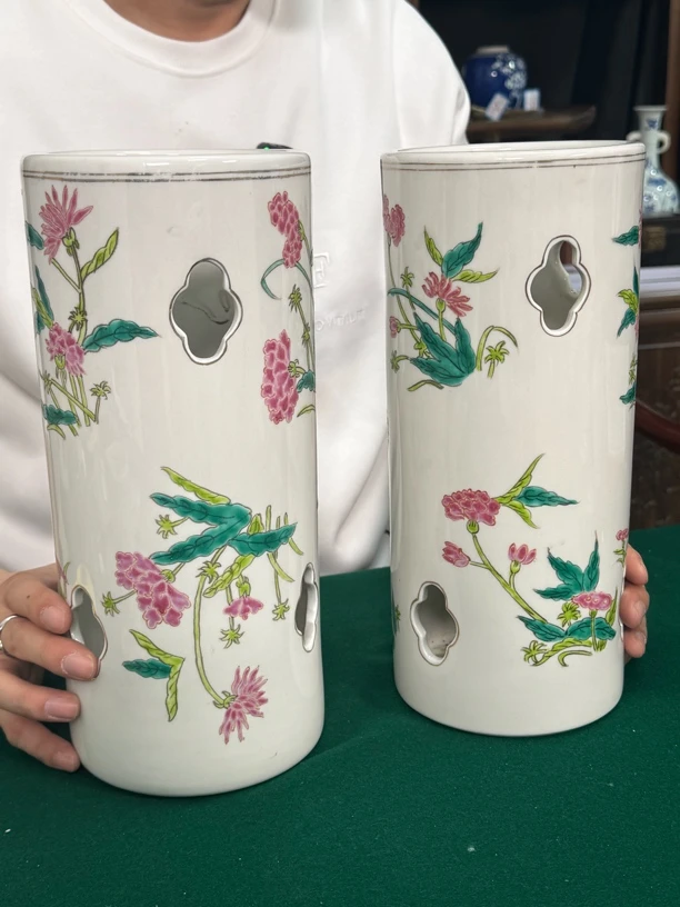 艺术收藏品 一对帽筒