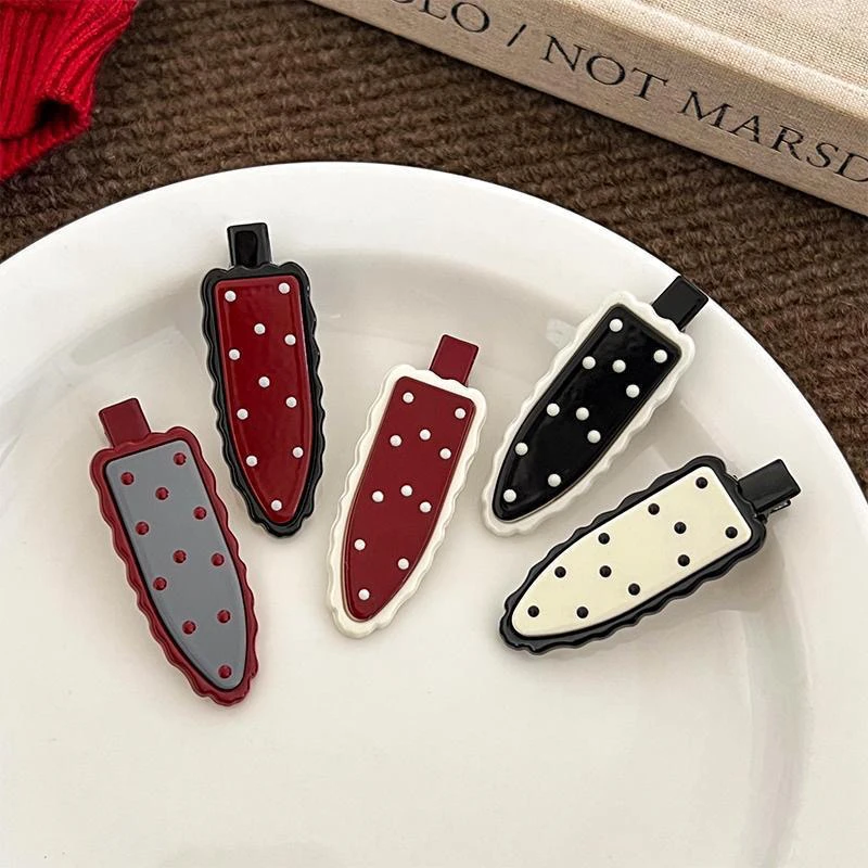 复古波点鸭嘴夹刘海夹少女简约发夹侧边碎发夹百搭碎发整理神器