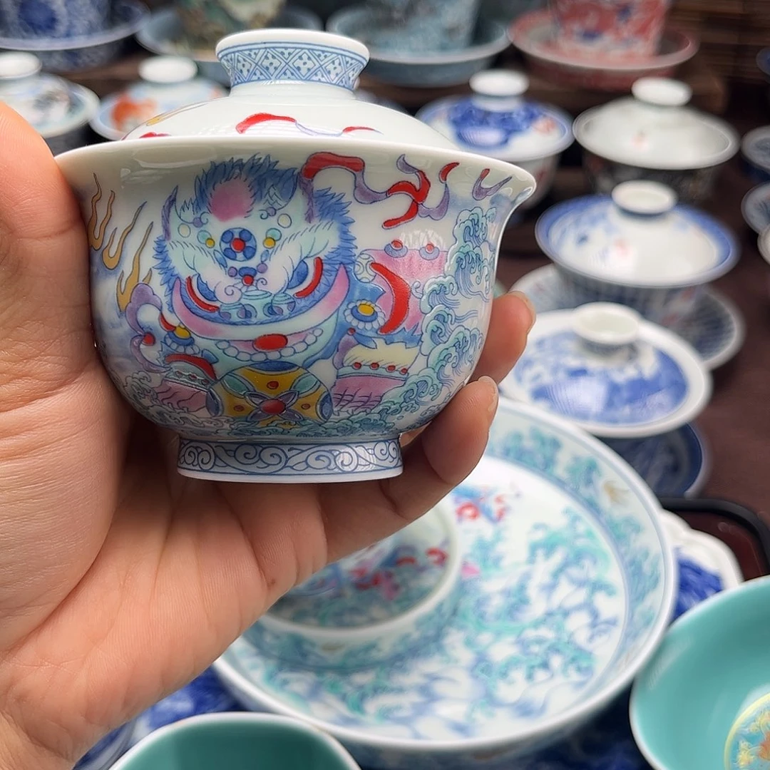 海***࿐景德镇陶瓷二才盖碗