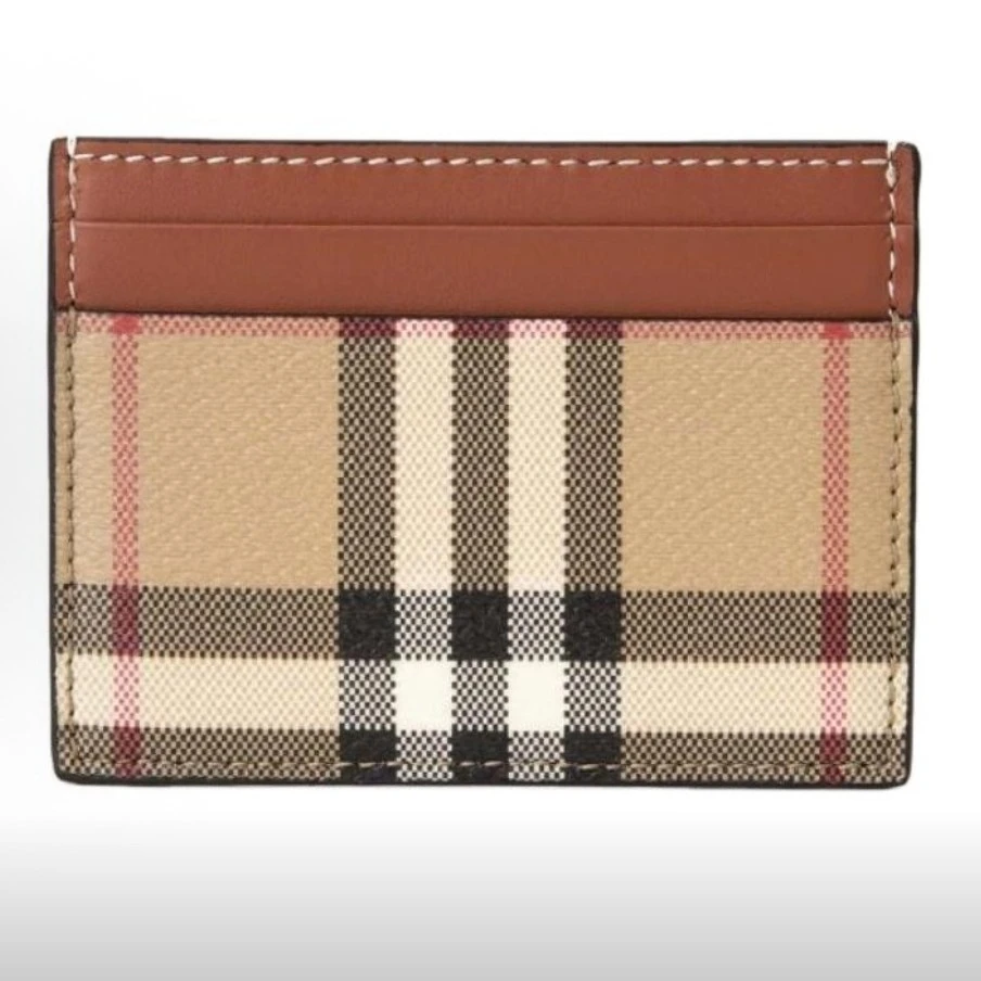 Burberry博柏利 棕色 经典印花Logo PU(聚氨酯) 卡包