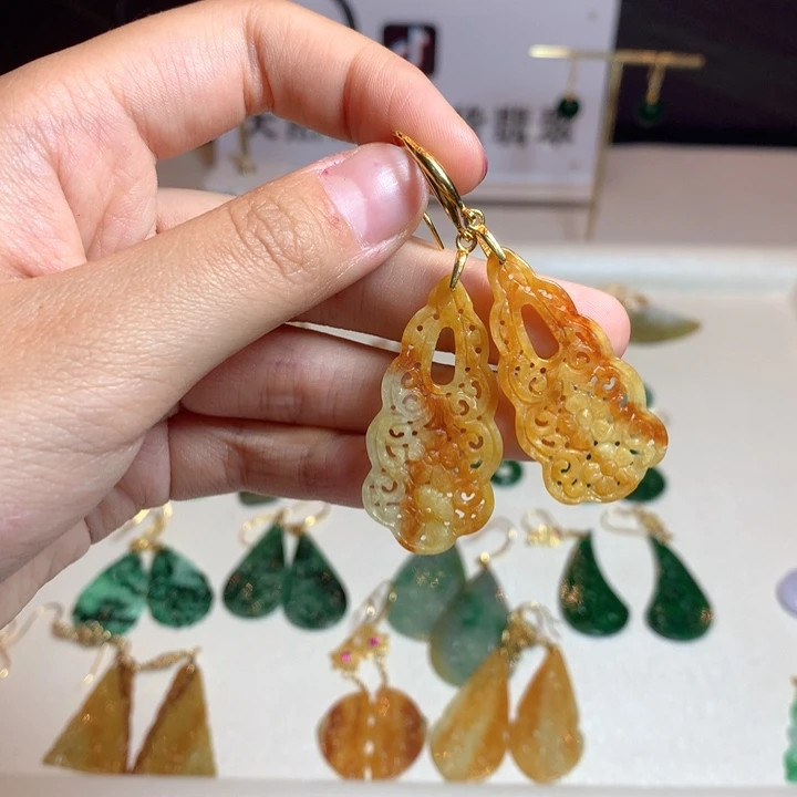 翡翠银S925镶嵌耳饰耳饰
