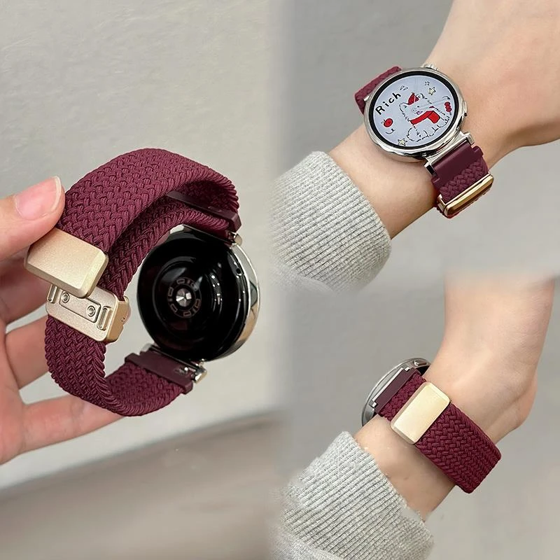 新款尼龙弹力编织磁吸表带适用华为GT5GT4watch43/gt3GT2舒适Fit3