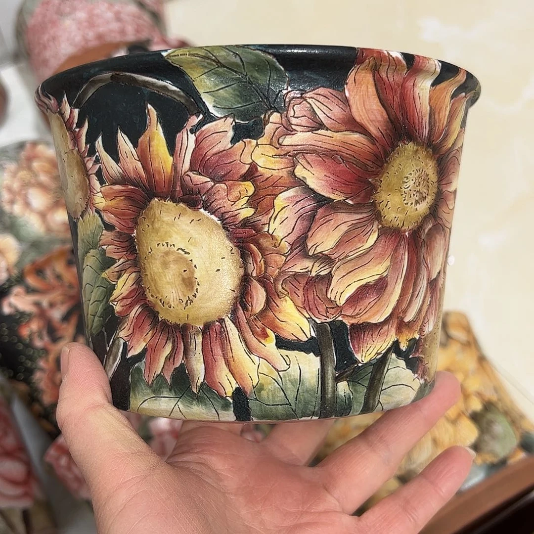 景德镇炫彩手绘口14高10.5