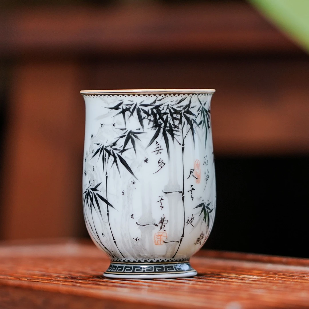 【YCJ】墨竹铃铛杯/闻香杯 手工瓷器