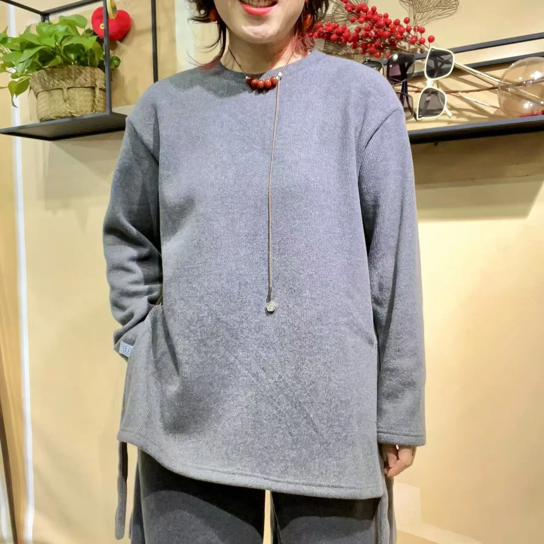 时尚站（B3）女士圆领简约加长个性卫衣7699