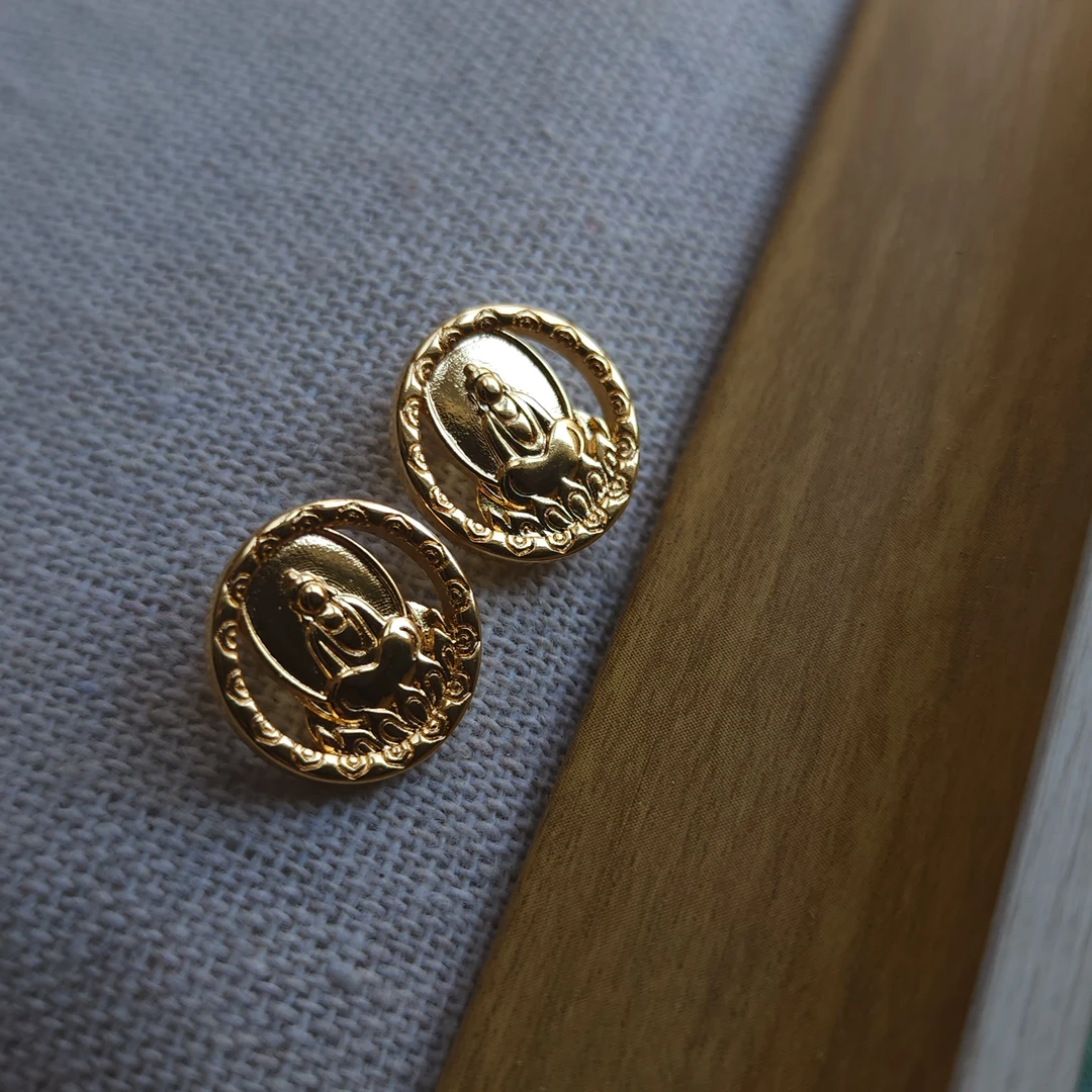 铜合金耳饰 拉萨文创设计手作镂空雕花无相银针耳钉耳环