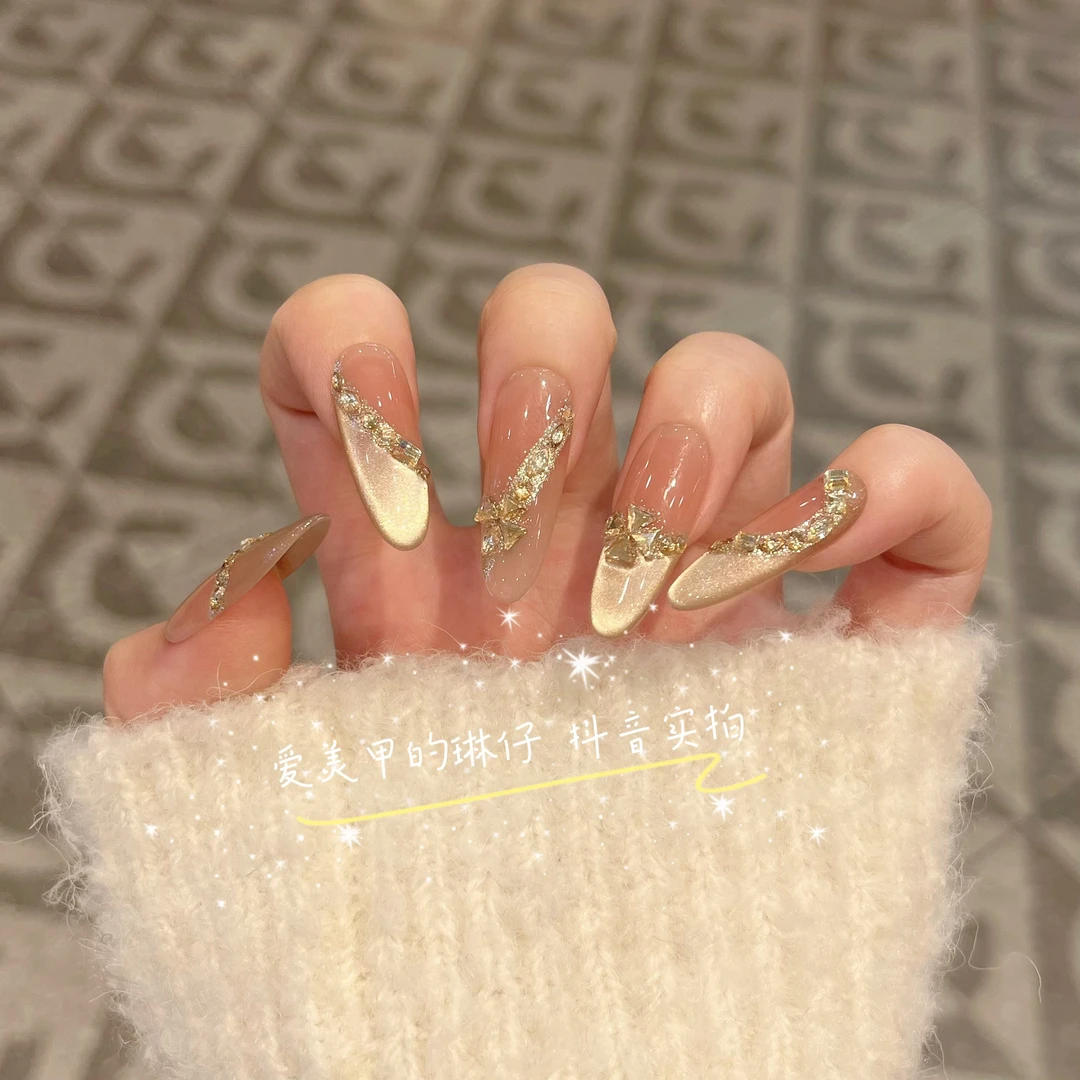 【五月杏雾】春夏季温柔款设计穿戴甲温柔纯手工气质纯欲ins风