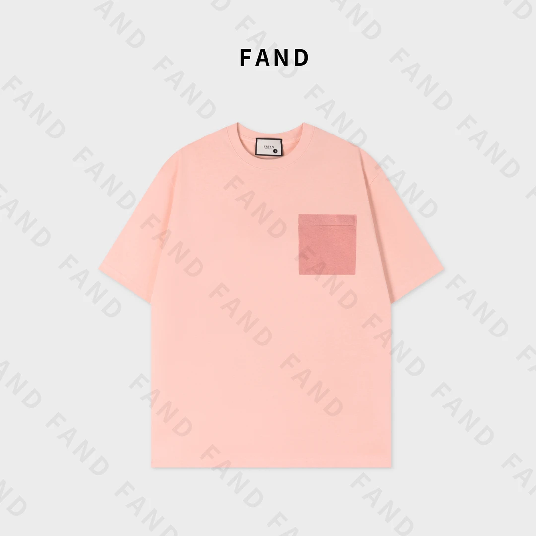 FAND品牌【多巴胺女孩】2024新款夏季中长款口袋宽松圆领短袖T恤