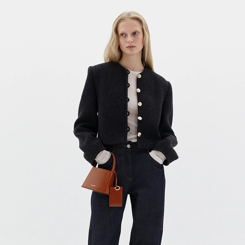 外套女春秋款圈圈毛修身呢子短外套