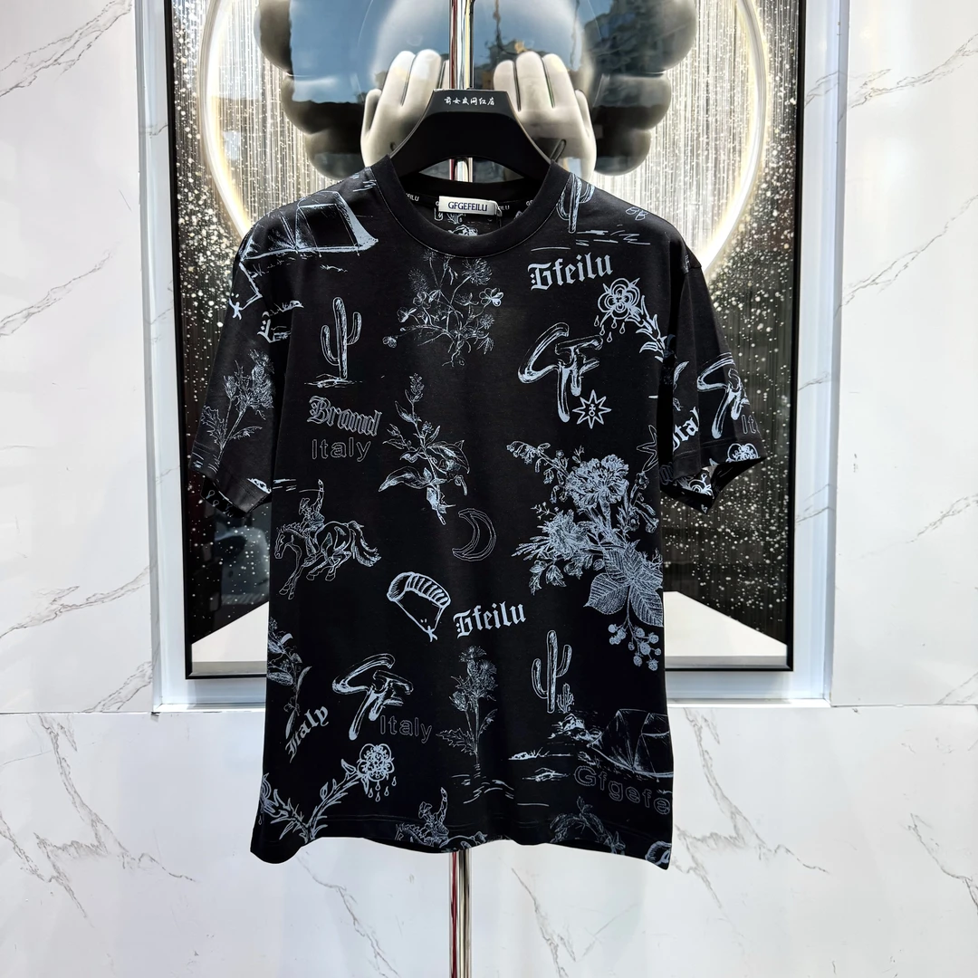 阔【GF短袖】新款夏季潮流休闲时尚男圆领短袖百搭半袖商务轻奢2817