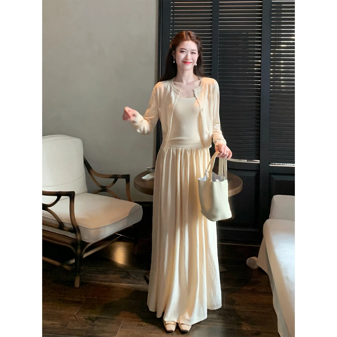 凌茜恣禾【旧梦阑珊】香芋紫甜美减龄吊带开衫时尚感半身裙套装