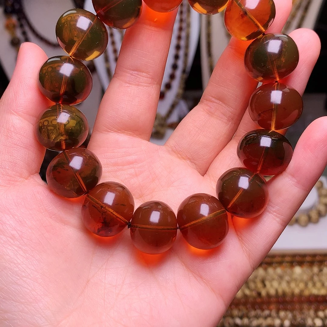 未镶嵌琥珀裸石18豆油红金珀老料高净