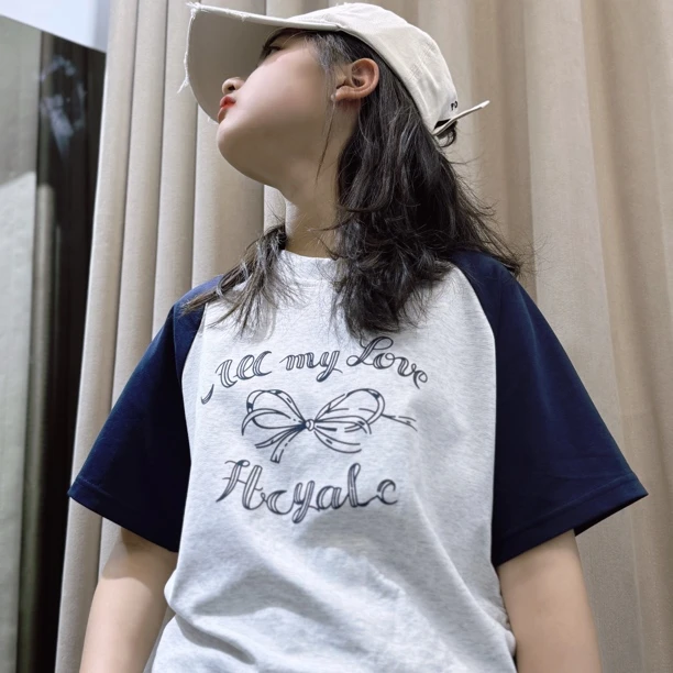 巨显瘦女中大童辣妹T小版蝴蝶结短袖T巨百搭