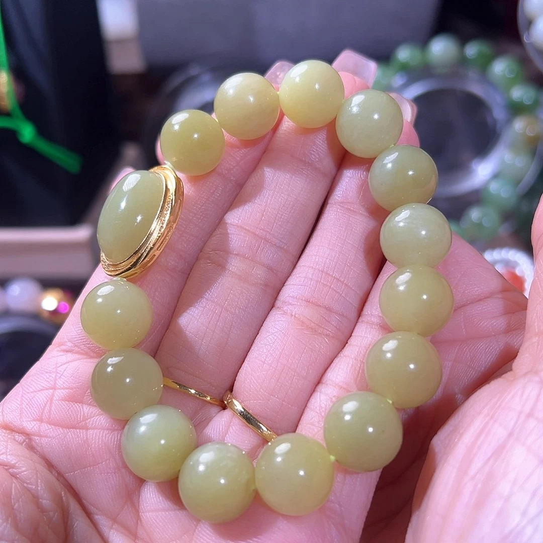 和田玉手链银S925镶嵌