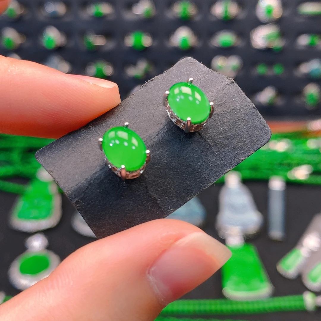 翡翠未镶嵌吊坠(不含链)耳钉