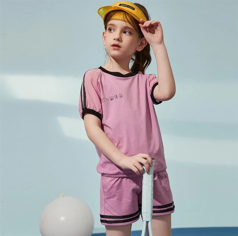 夏季女纯色2件套韩版套头套装透气女孩家居服宽松时尚短袖休闲