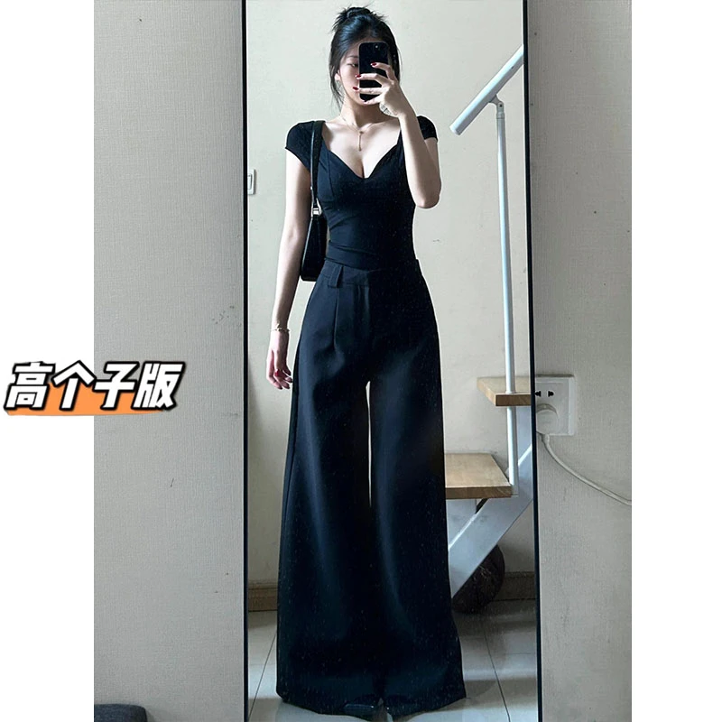 裤长110cm高个子加长休闲阔腿裤设计感显瘦夏季修身垂感拖地裤女