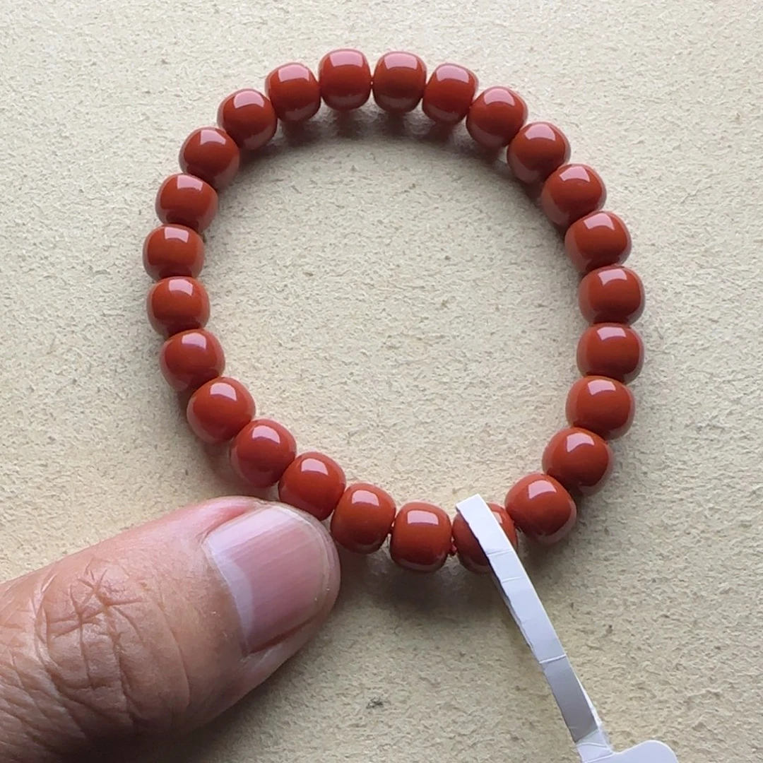 南红玛瑙未镶嵌手链8mm锦红老型