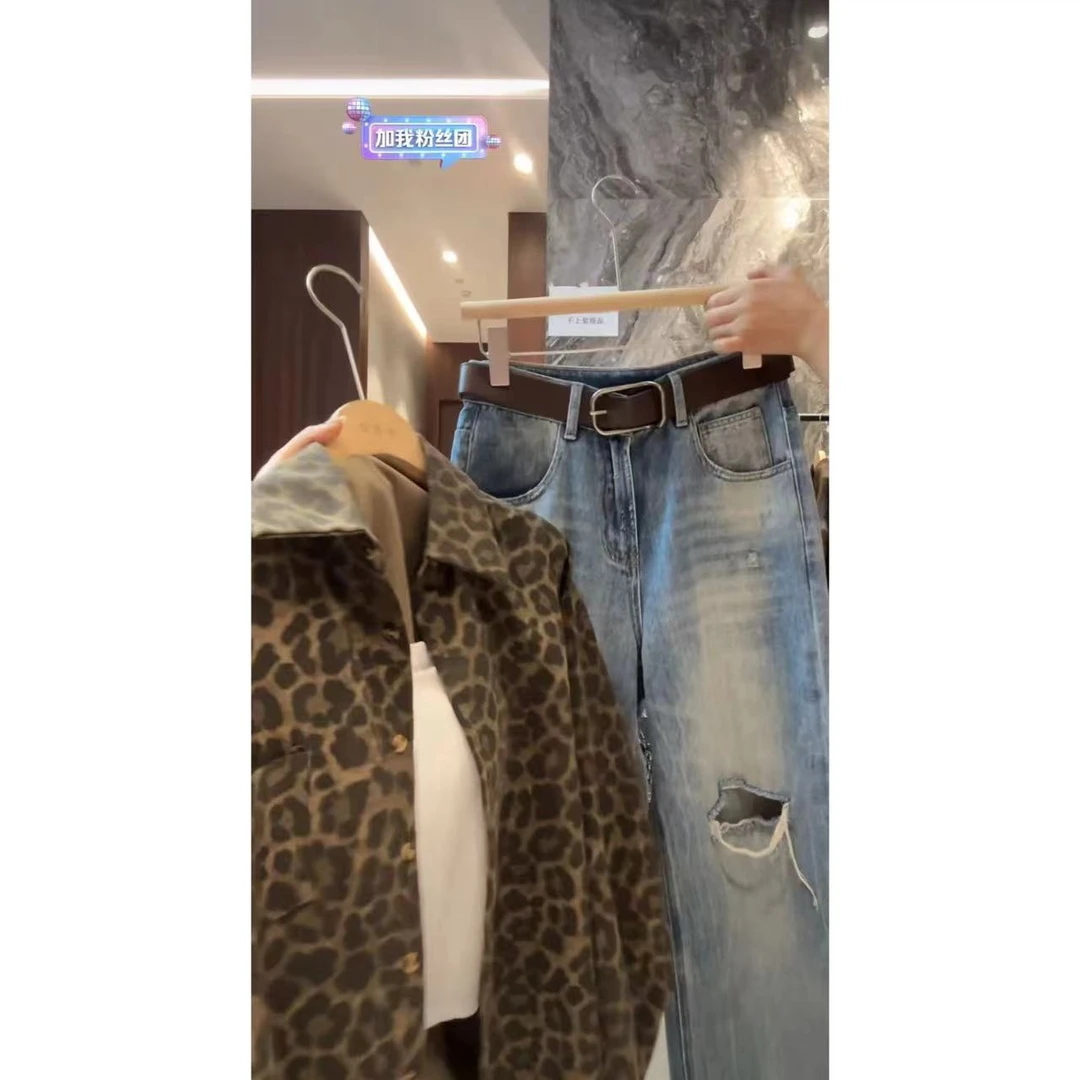 徐秋阳  豹纹衬衫  百搭时尚休闲设计感豹纹衬衫11632