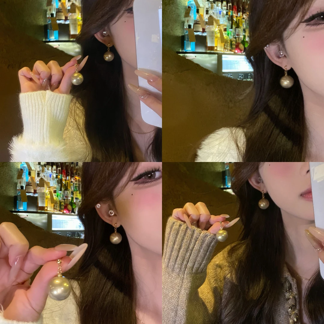 铜合金耳饰 轻奢高级感简约珍珠耳钉女法式超仙百搭珍珠耳环耳饰