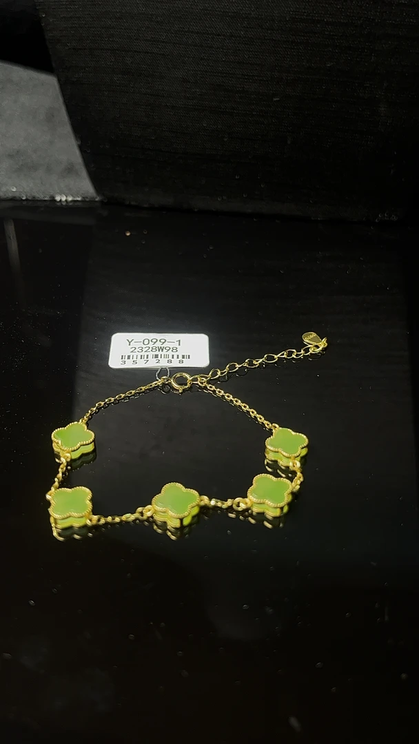 和田玉银镶嵌 经典四叶草手链 多样发货357288