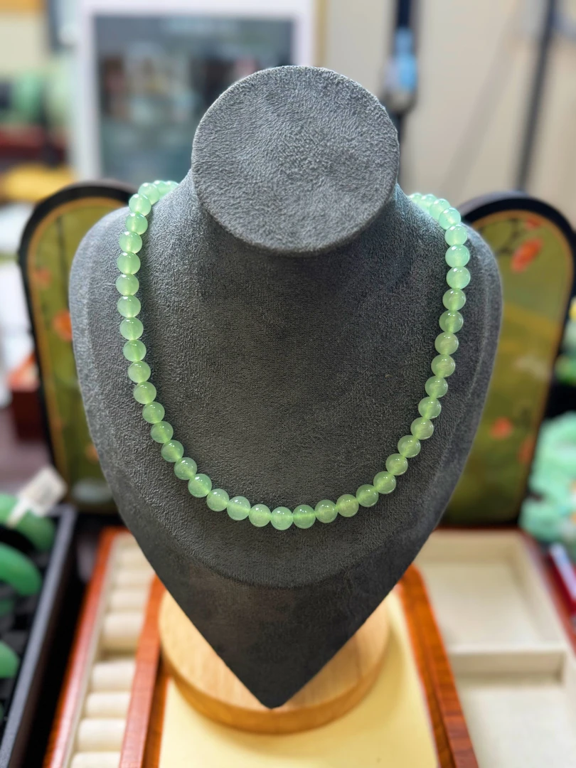 天然东陵玉妈妈链项链约8mm左右多样性发货