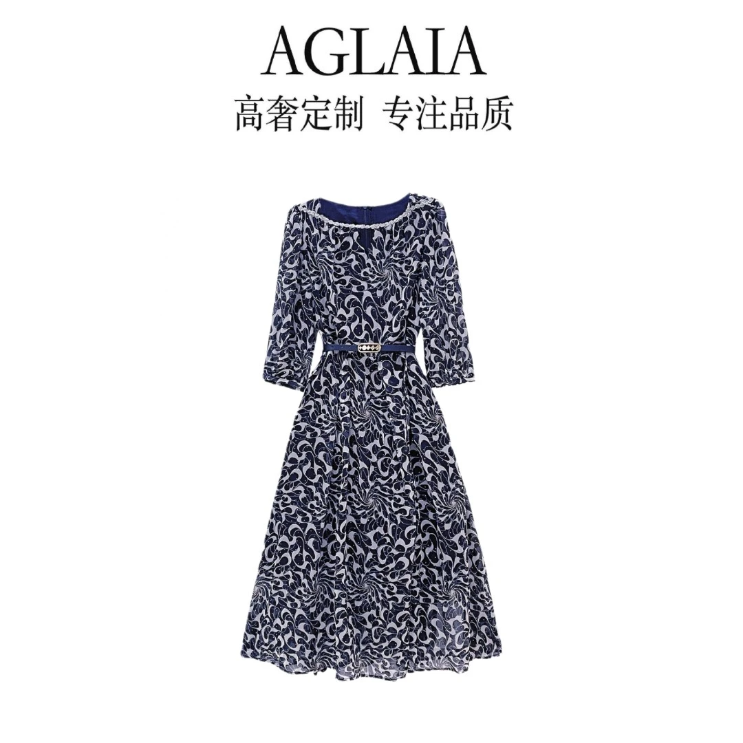 8111~Aglaia法式高奢2025夏季新款设计感时尚气质显瘦收腰连衣裙