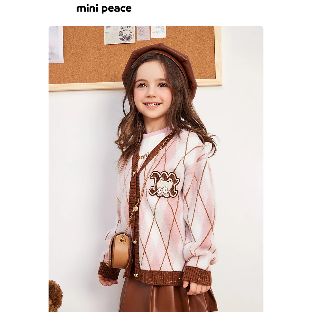 太平鸟|COOKEY BEAR联名合作系列女童毛开衫儿童针织外套春秋新款