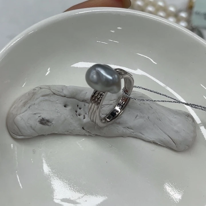 银S925镶嵌戒指海水珍珠