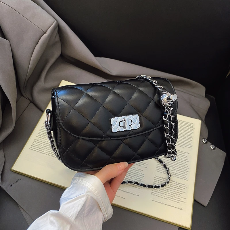 2025新款小香风绣线百搭链条包韩版斜挎包简约单肩包时尚小包包