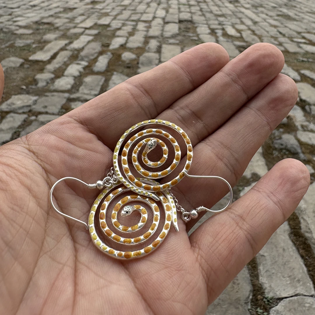 合金琉璃耳饰 足银999灵感源自西周的青铜耳环饰品复古手工首饰