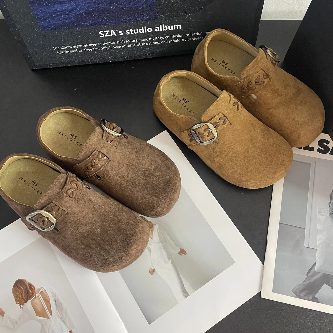 小敏家 复古卡皮巴拉内增高勃肯鞋 超火麦穗编织高级感一字扣单鞋