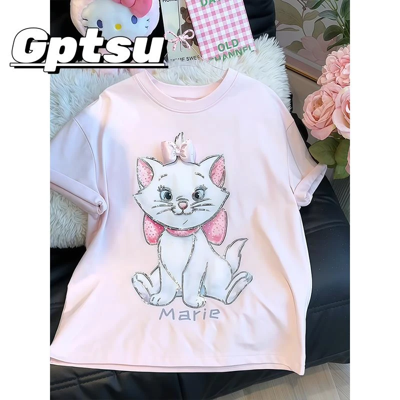 GPTSu女童短袖t恤2025年新款洋气儿童装时髦半袖装女大童宽松上衣