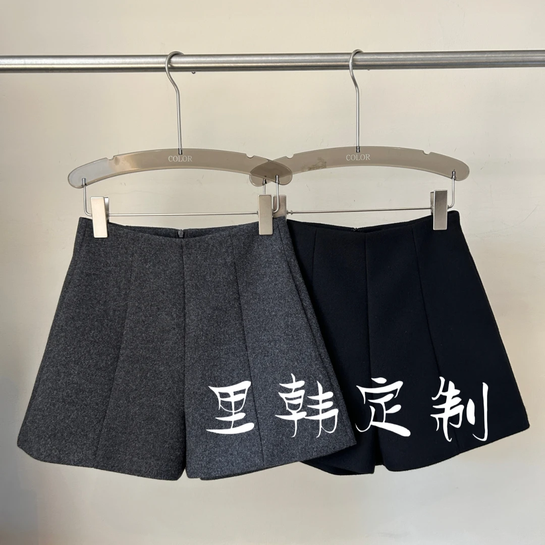 【里韩定制】毛呢短裤秋冬女2025新款高腰显瘦百搭A字短裤33309