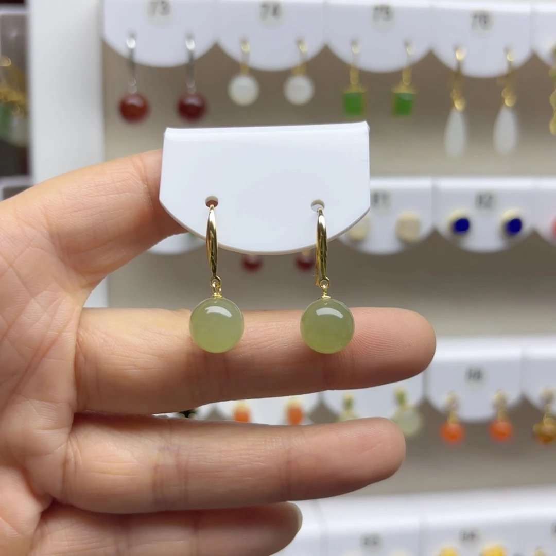 银S925镶嵌和田玉耳饰