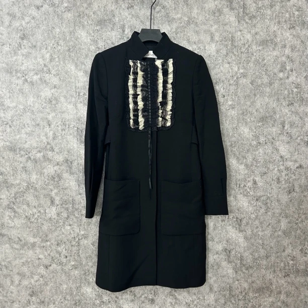 95新 Valentino/华伦天奴 华伦天奴黑色中长款外套