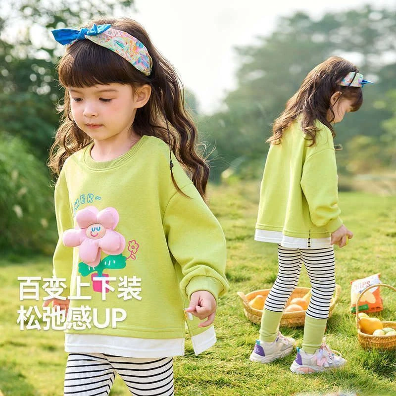 [立体花花]女童两件套春装女宝卫衣打底裤套装春季新款童A429