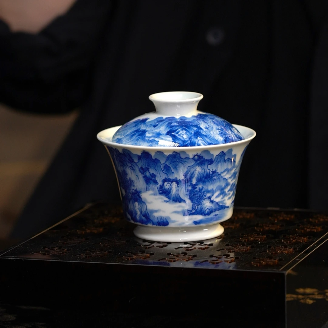 LXT红丰窑峻系列 · 山水马蹄盖碗ch0394