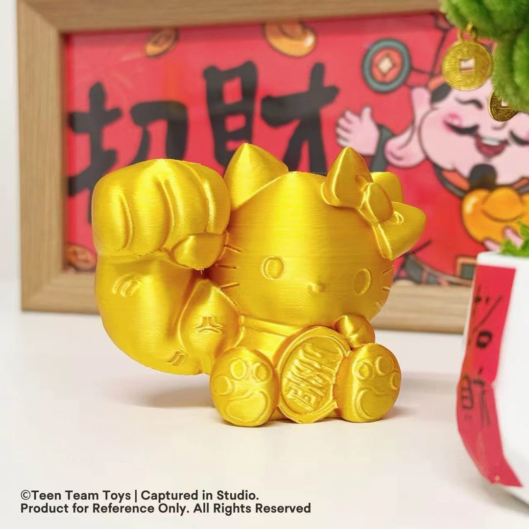 潮玩3D打印 招财千万两凯蒂猫发财摆件办公桌搭手办装饰品小礼物