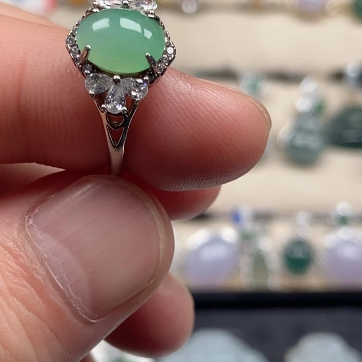 翡翠银S925镶嵌耳饰